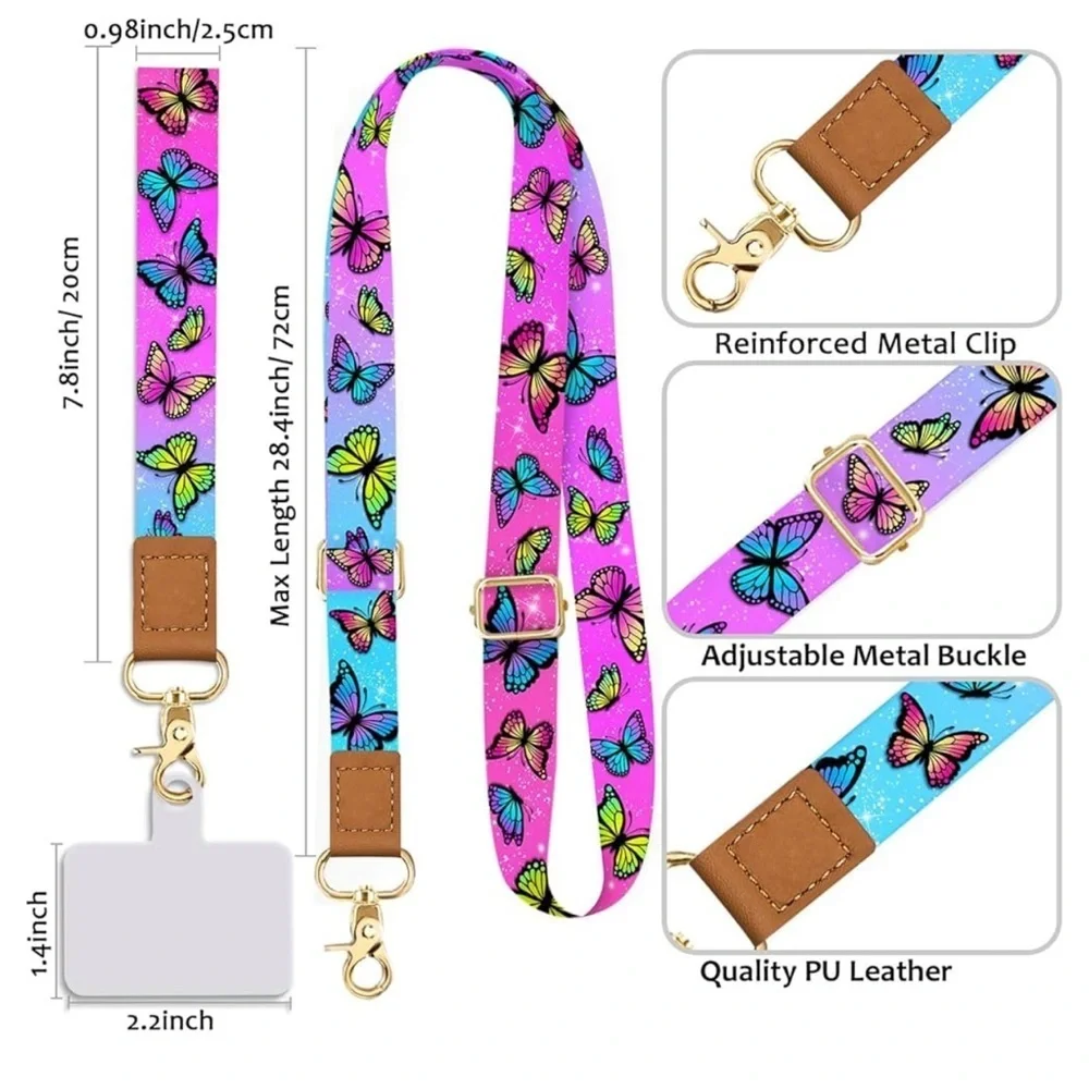 Cell Phone Lanyard Crossbody with Wrist Strap, Cute Butterfly Phone Lanyards new